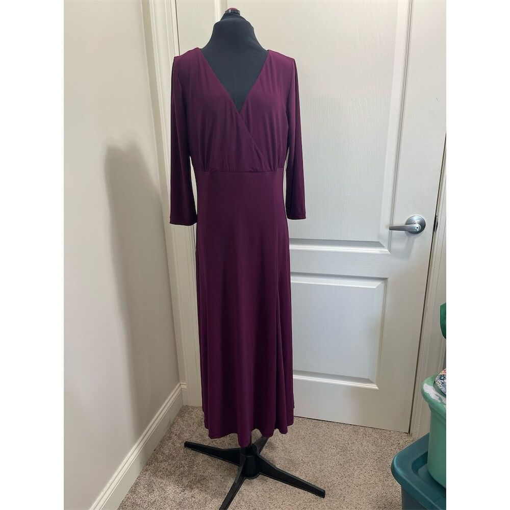 Kim Rogers Women's Purple Surplice Maxi Length Dress Size S sku149